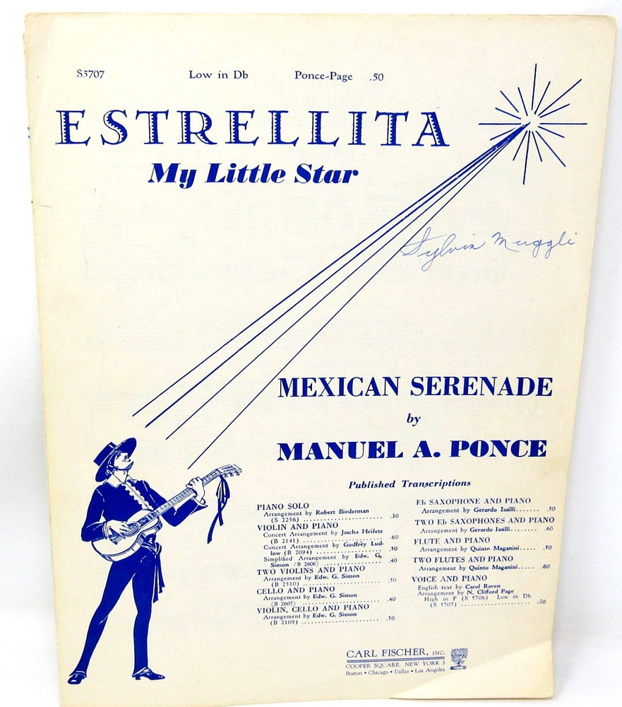 Estrellita My Little Star Sheet Music Mexican Serenade 1927 Piano Voice Spanish