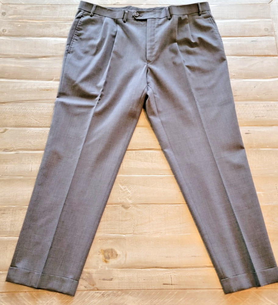LAUREN Ralph Lauren Men's 40Wx30L Gray Charcoal Dress 100% Wool Pants Trousers