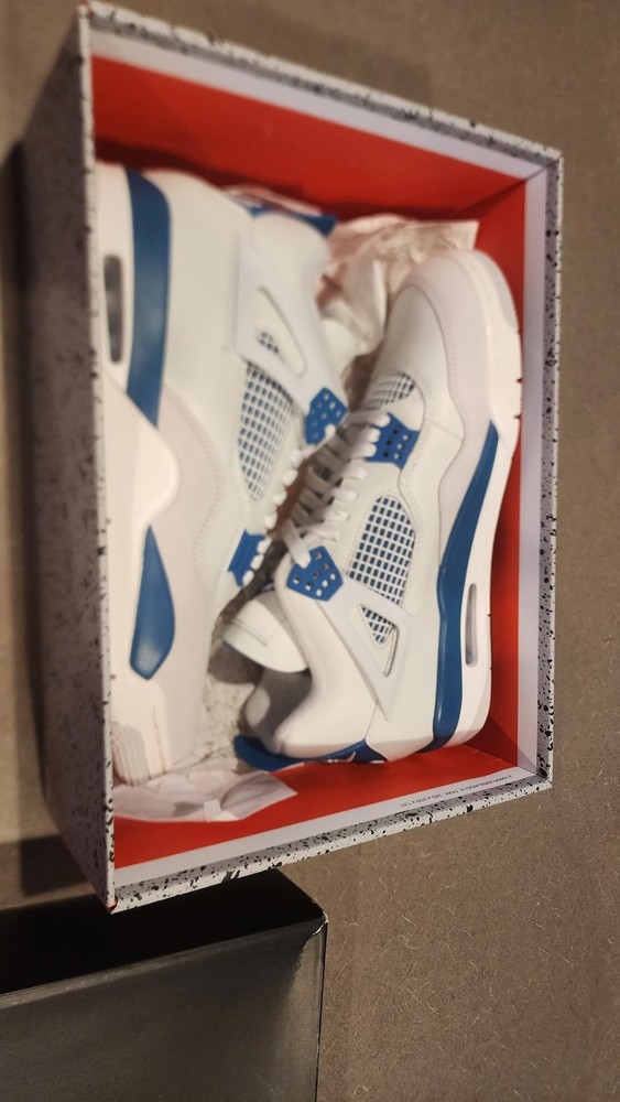 Mens Air Jordan 4 Retro Industrial Blue shoes White Military Blue 10.5