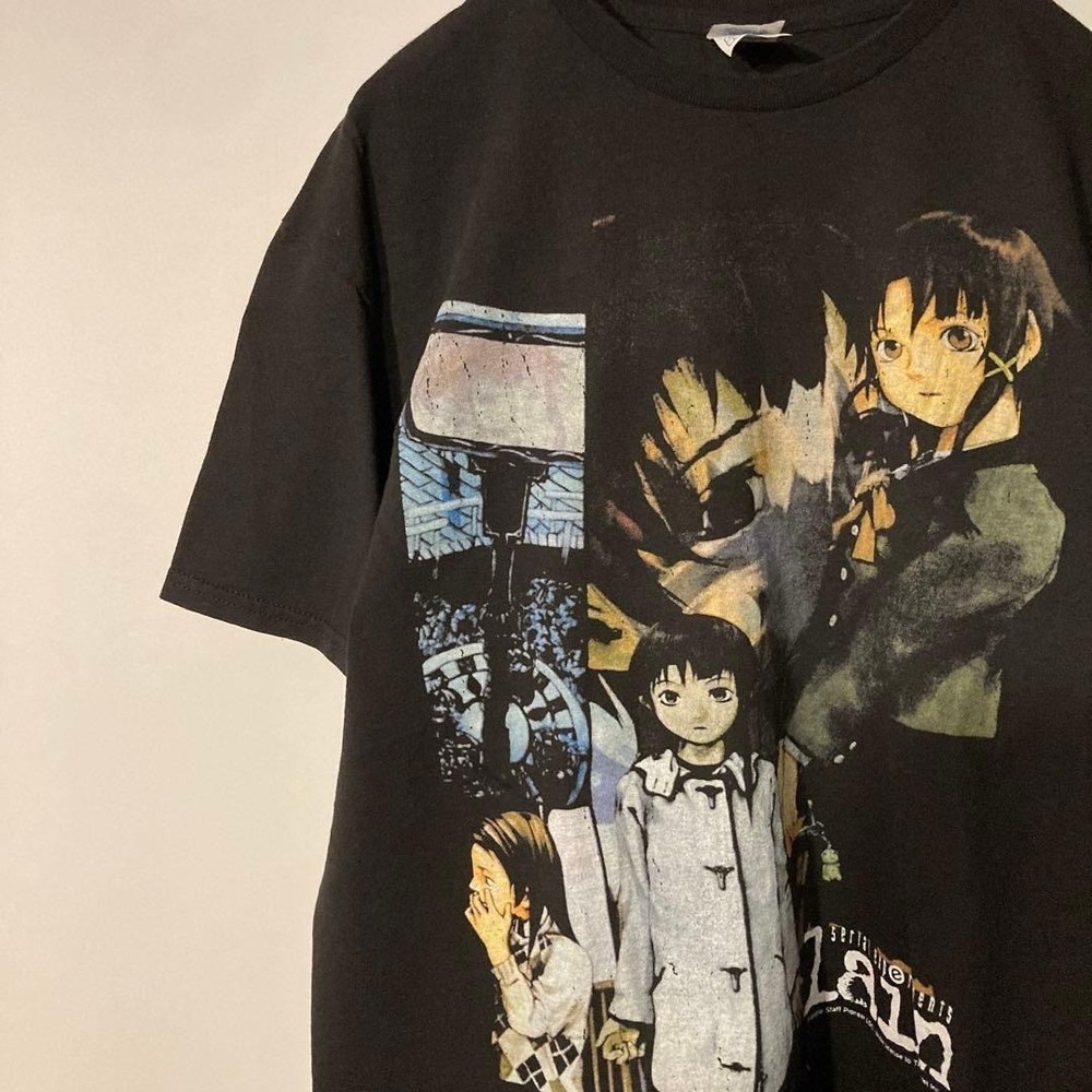 Serial Experiments Lain Anime T-shirt Black Size L Vintage Y2K Rare Vintage