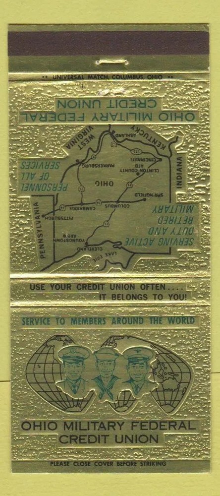 Matchbook Cover - Ohio Military Federal Credit Union 30 Strike