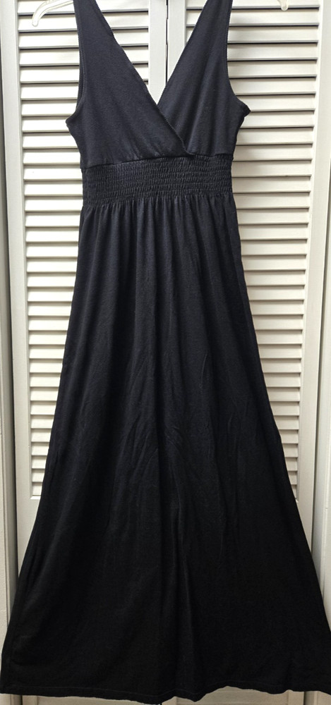 Old Navy Women's Black Sleeveless V-Neck Empire Waist Long Maxi Dress ~ XS