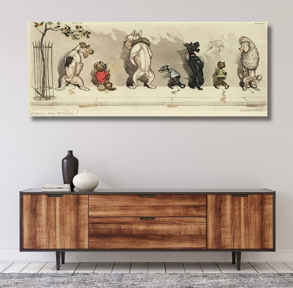 Dirty dogs of Paris canvas Wall Art print modern art dogs home Wall Decor