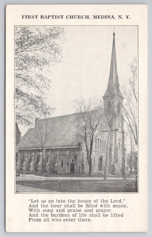 First Baptist Church Medina NY Postcard Early 1900s Architecture