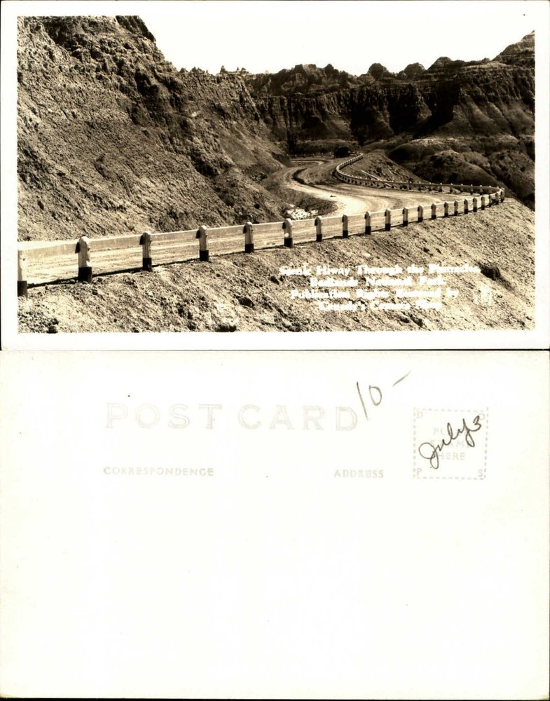 RPPC Scenic Highway Through The Pinnacles Badlands SD Canedy's Camera Shop