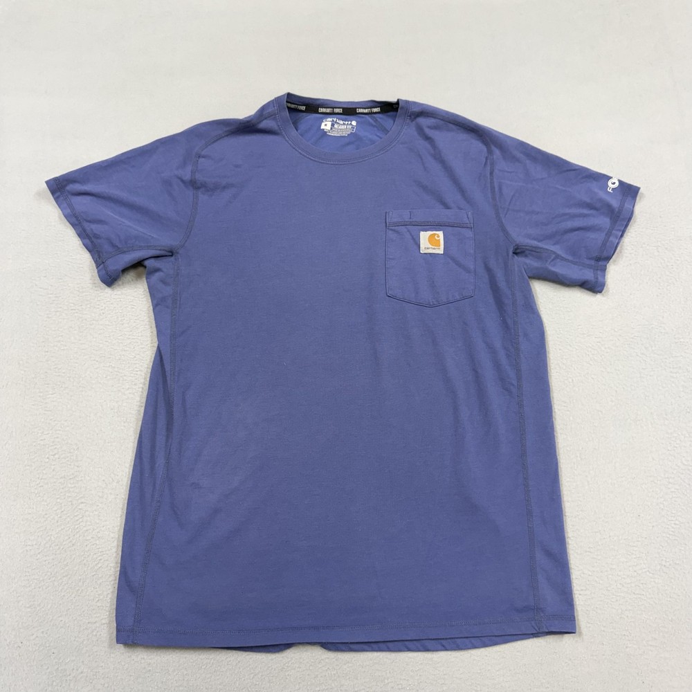 Carhartt Force Shirt Mens Medium Blue Relaxed Fit Pocket Workwear T-Shirt Tee
