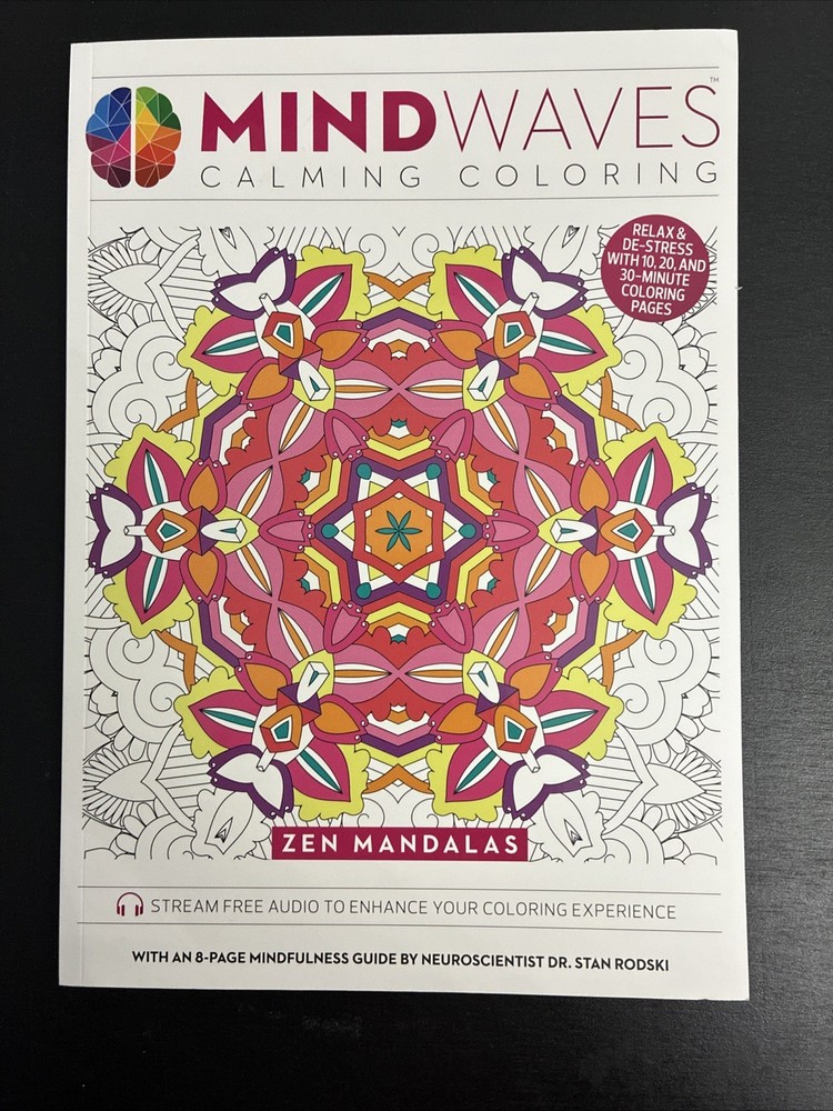 Zen Adult Coloring Book Mind Waves Stress Relief Creative Therapy paperback