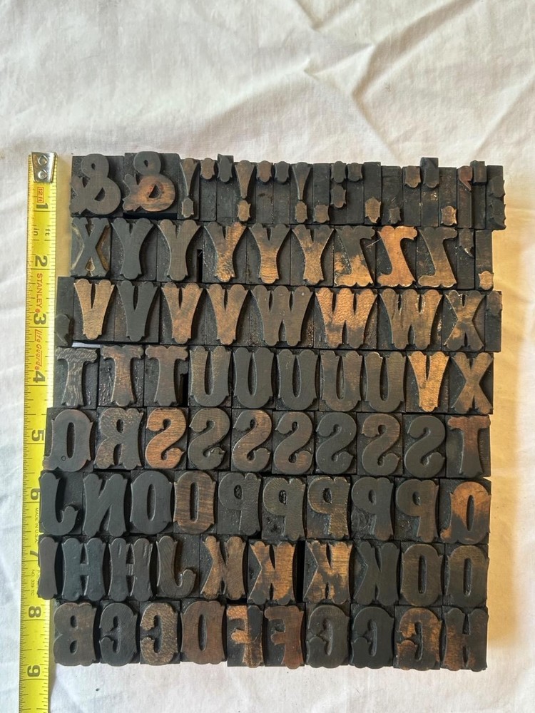 Letterpress Wood Type Alphabet Incomplete Missing 4 Letters