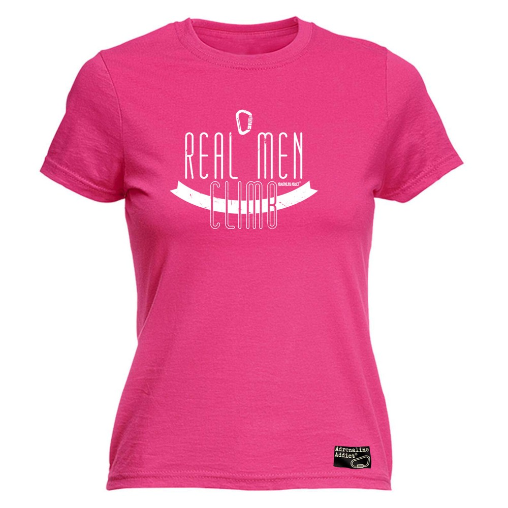 Rock Climbing Aa Real Men Climb - Womens T Shirt Funny T-Shirt Gift Novelty