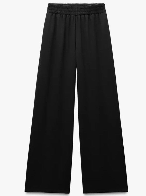 Zara Women's Crepe Elastic Waist Wide Leg Pants Size Medium NWOT