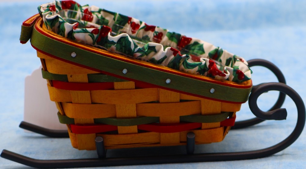 Longaberger 1999 Santa’s Little Helper Sleigh Basket Liner Protector