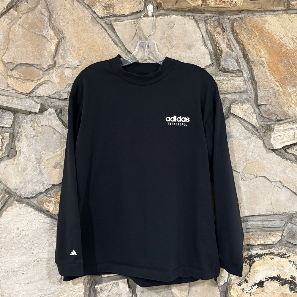 adidas Men's Basketball Black Long Sleeve Crew Neck Pullover T-Shirt