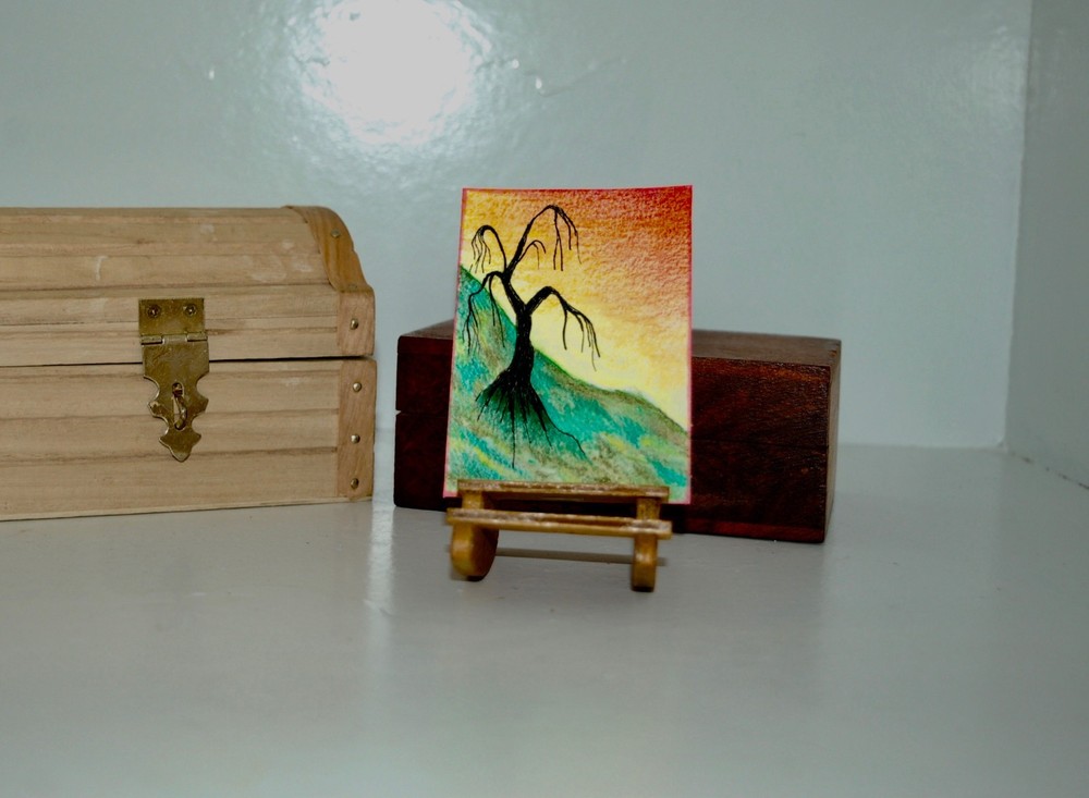 Original ACEO Old Tree - Hand painted Art Card  2.5 X 3.5