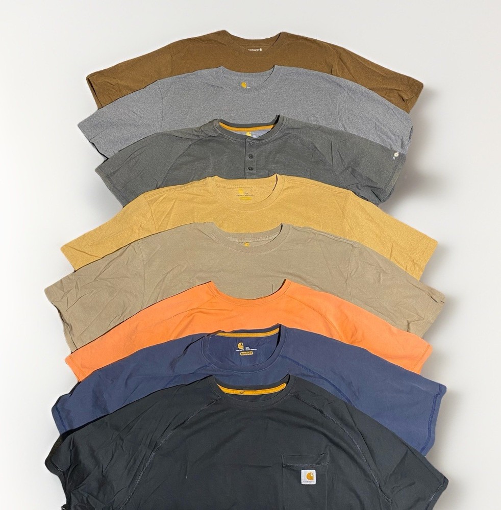 Lot Of 8 Carhartt Mens 2XL Loose Fit T-Shirt Pocket Tee Short Sleeve Worn Stains