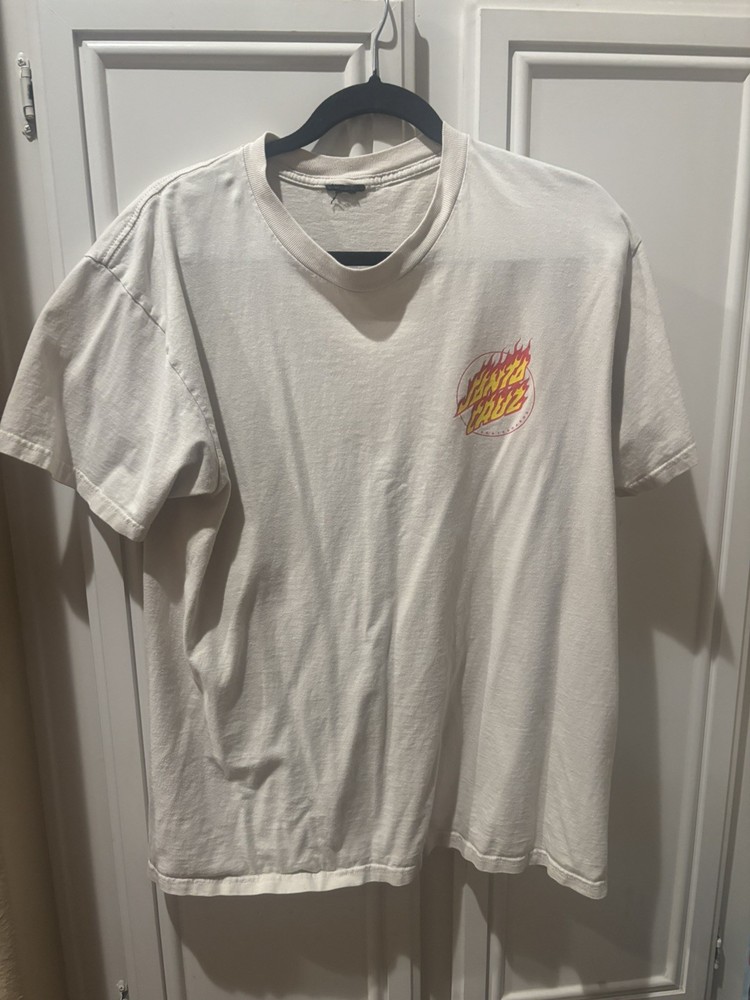 Men’s Santa Cruz Skateboard Khaki T Shirt Size Large