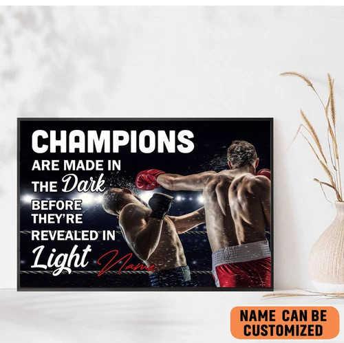 Boxing Champions Motivational Quote Poster Combat Knowledge Wall Art - G...