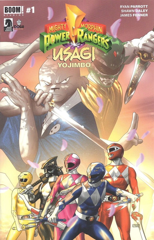 Mighty Morphin Power Rangers Usagi Yojimbo #1 cover A Clarke rabbit ronin Boom