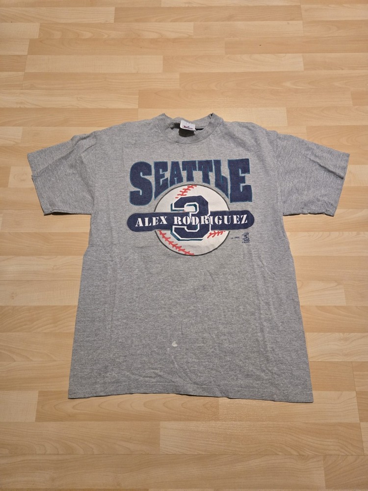 Vintage 2000 Seattle Mariners Alex Rodriguez Double Sided T Shirt Gray Size L