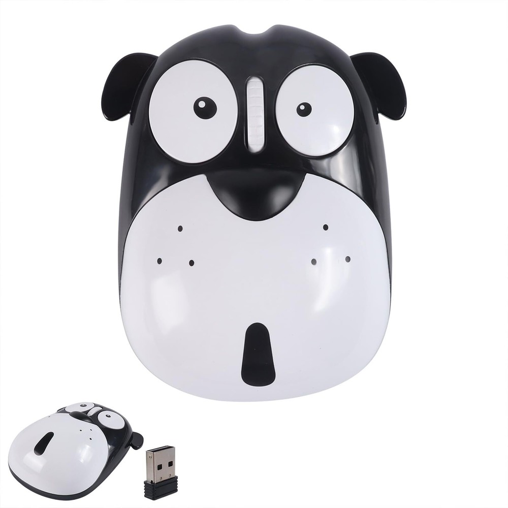 Cute Black 2.4G Rechargeable Silent Wireless Mouse for Dogs Energy-Saving Portable