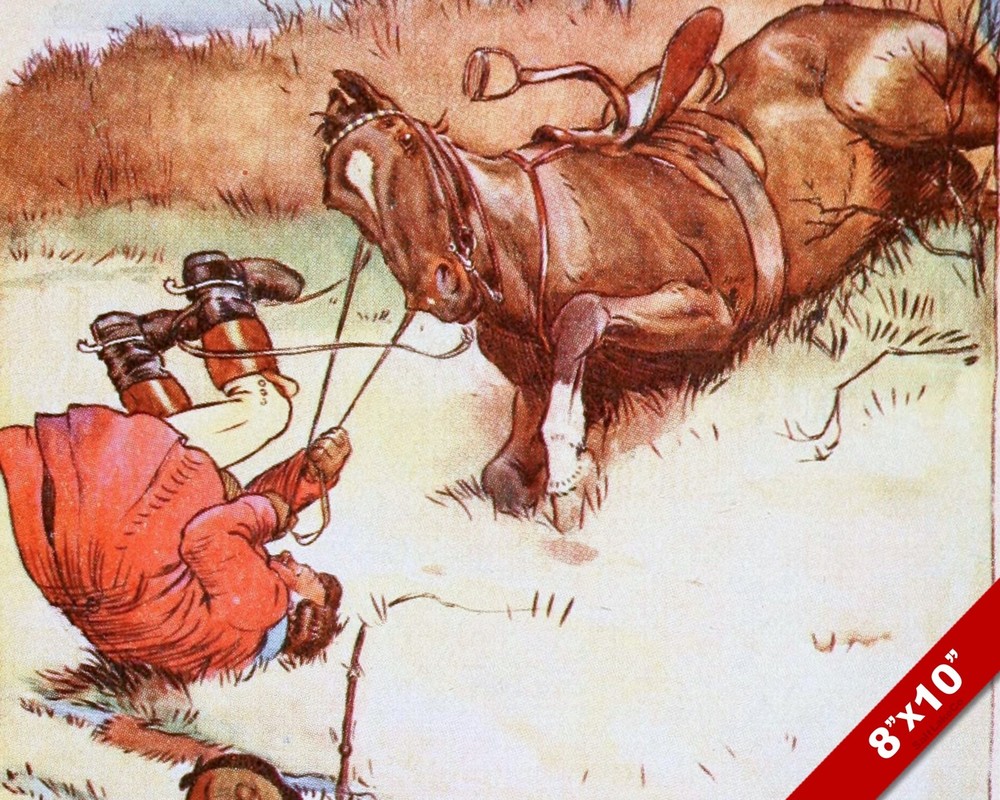 THROWN FROM HORSE FOX HUNT EQUESTRIAN HUNTING ART PAINTING REAL CANVAS PRINT
