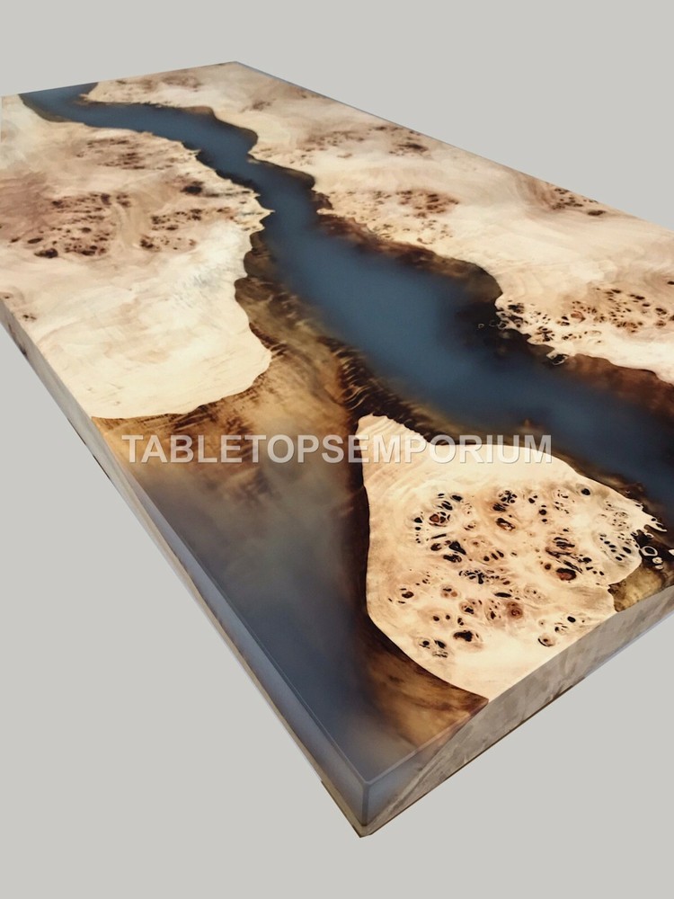 Epoxy Resin Dining Table with Olive & Acacia Wood Countertop Decoration