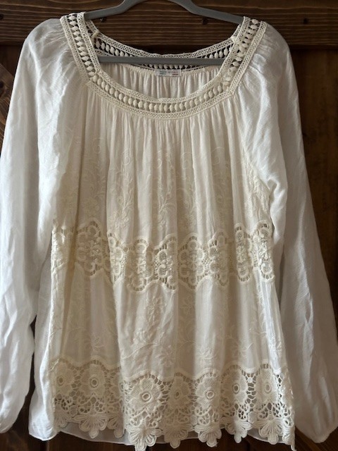 Made in Italy Vintage Women's Italian Peasant Blouse Lace & Silk Size S