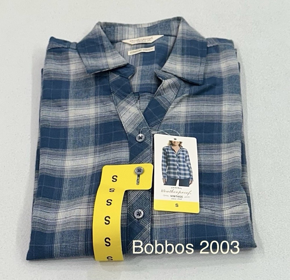Weatherproof Vintage Women's Comfort Stretch Flannel Shirt, Blue, Size S