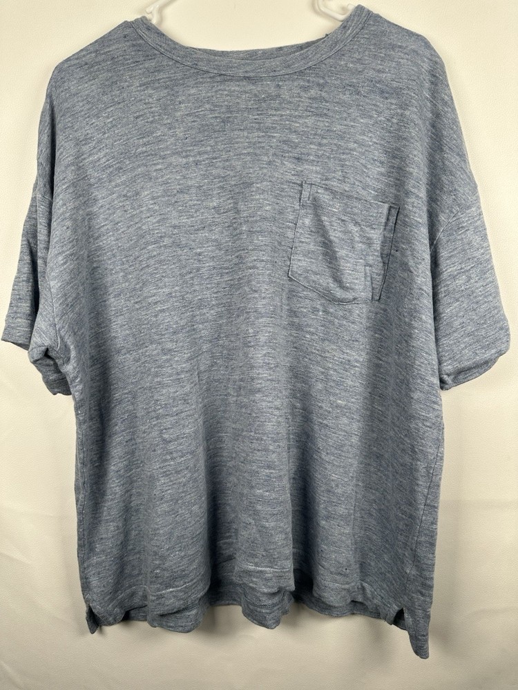 Banana Republic 100% Linen Pocket Tee T-Shirt Light  Blue Women’s Sz L