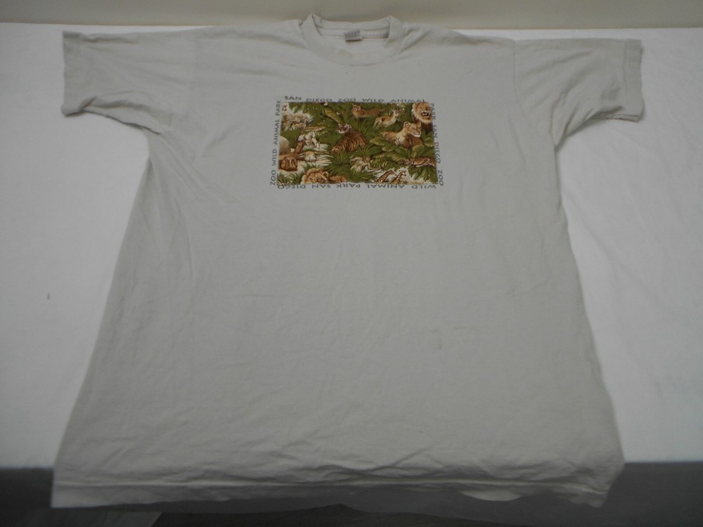Vintage 90s San Diego Zoo Patch T Shirt African Spell Out XXL USA Made