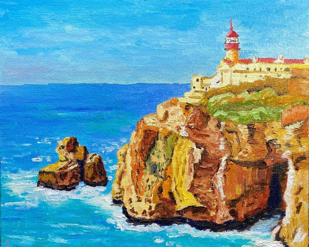 Oil painting ORIGINAL. Lighthouse. Impressionist Seascape Handmade Fine Art