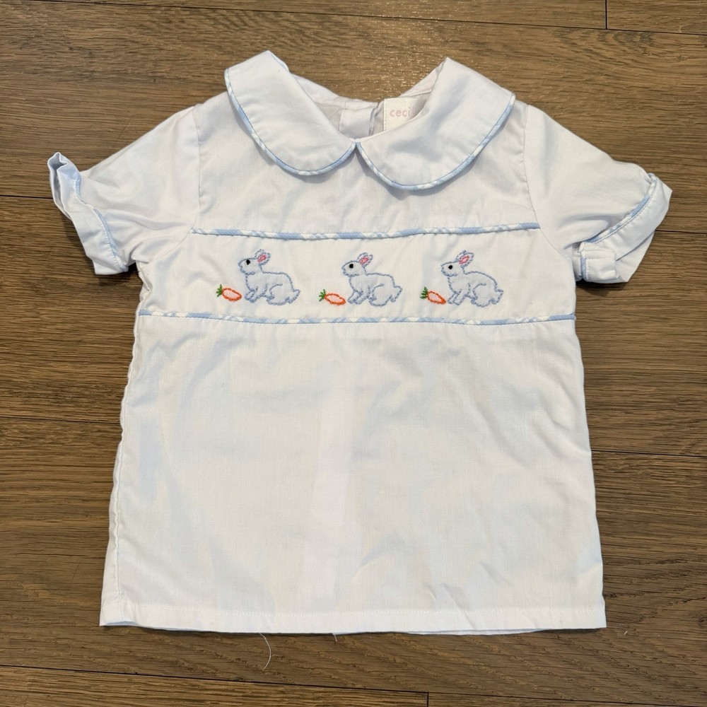 Cecil and Lou Peter Cottontail Easter Embroidered Top Size 2T
