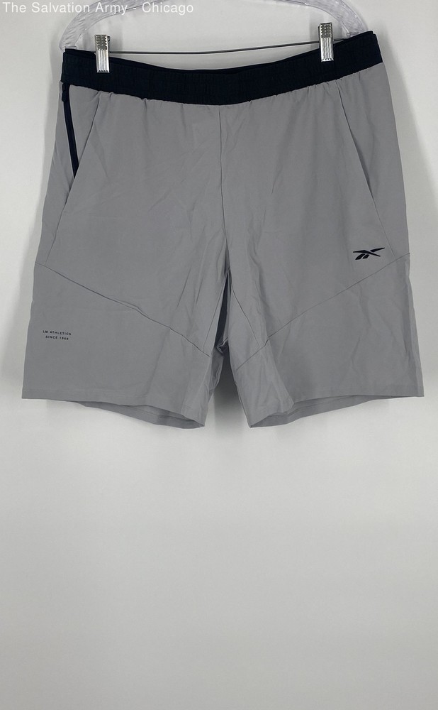 Reebok Mens Gray Elastic Waist Pull-On Epic Sports Athletic Shorts Size Large