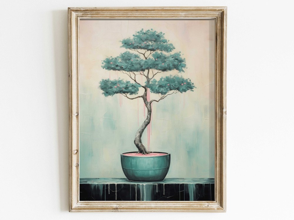 Japanese Wall Art Botanical Wall Art Bonsai Tree Wall Art Print Vintage Floral