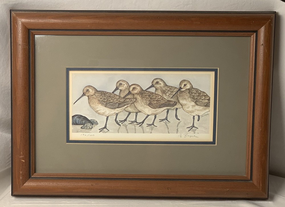 Vintage Grace Feyock Signed Numbered Limited Edition Print Sand Piper 10 X 14 in