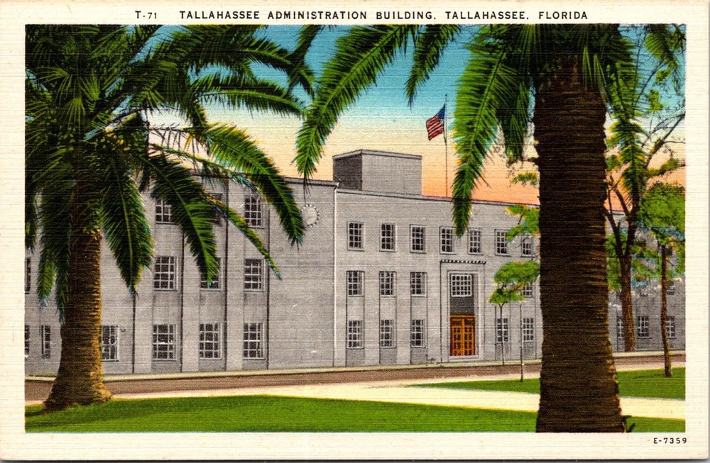 Dr Jim Stamps Postcard Tallahassee Administration Building Florida Linen