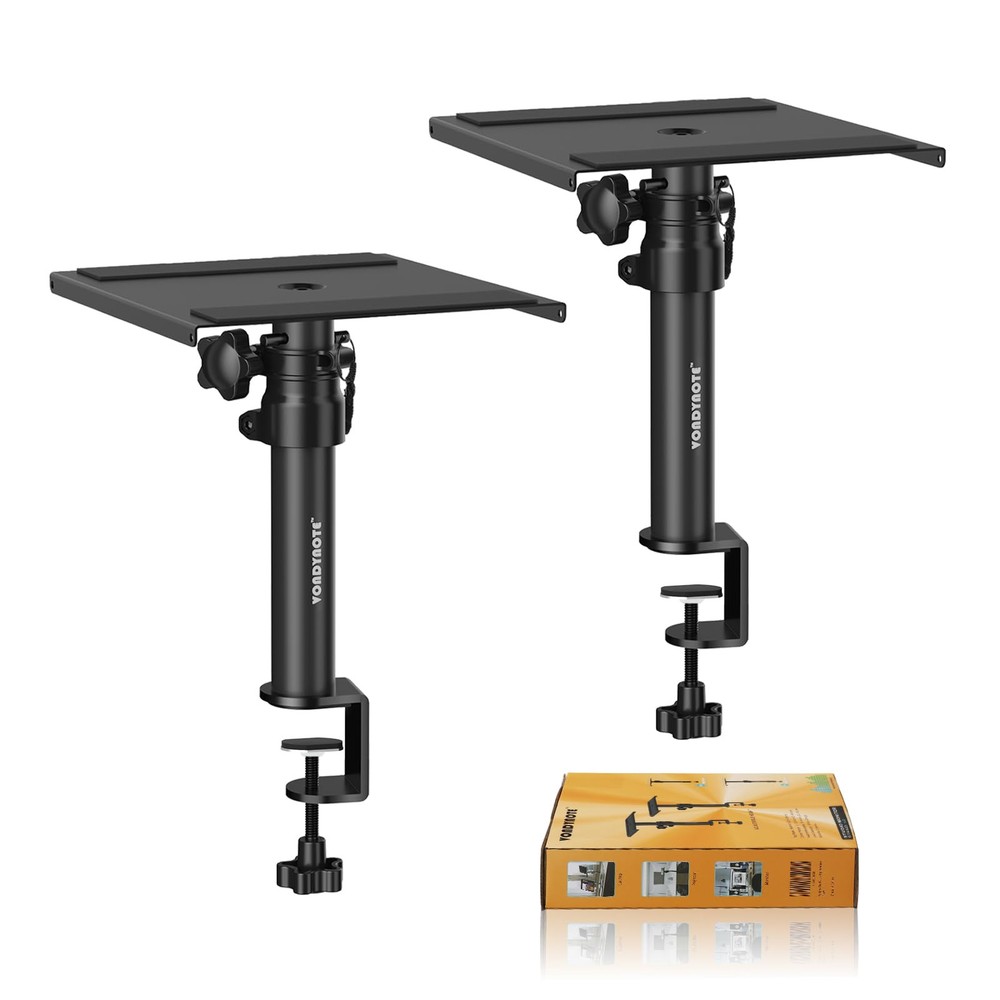 Set of 2 Desktop Clamp Speaker Stands Short Studio Monitor Stands Height Adju...
