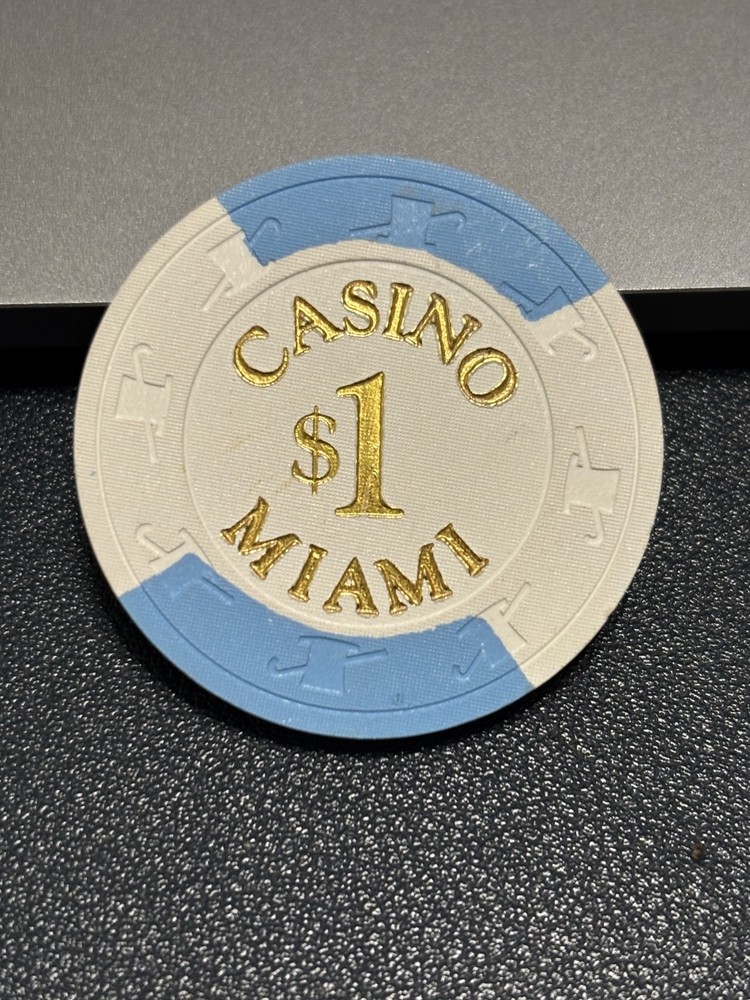 (Super Sharp) $1 Casino Miami Gambling Token  Florida Casino Chip Poker Chip