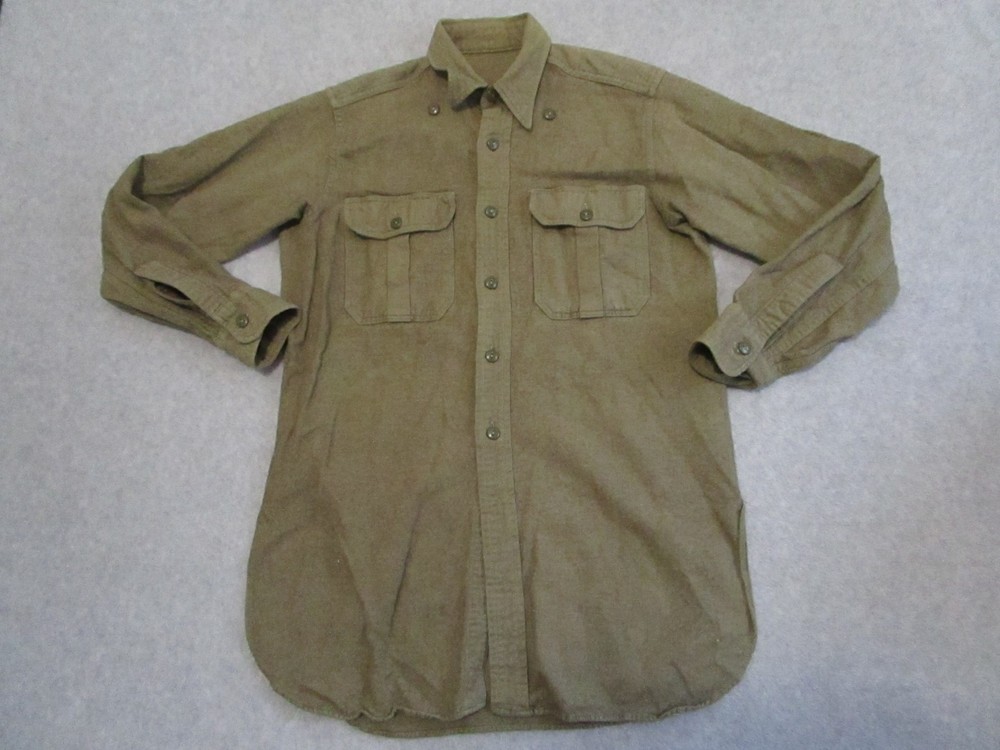 Vintage US Army M1951 Shirt Mens Medium Green 1950s Korean War Wool Field OG108