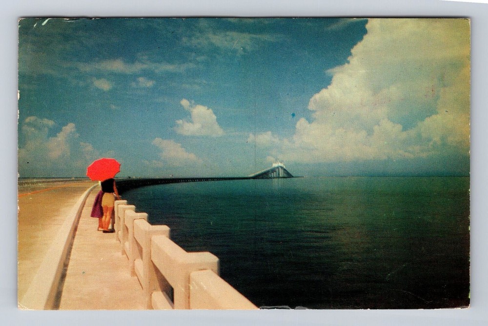 St Petersburg FL-Florida, Sunshine Skyway, Antique Vintage Souvenir Postcard