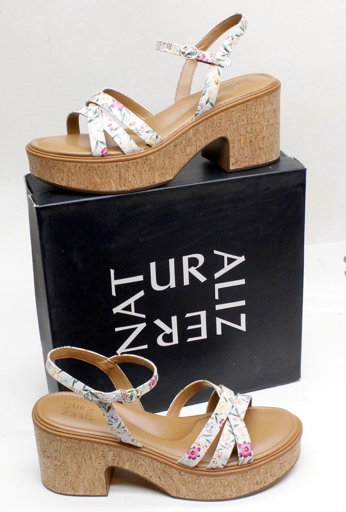Super Cute Women's Size 12 NEW Naturalizer Floral Leather Strap Platform Sandals