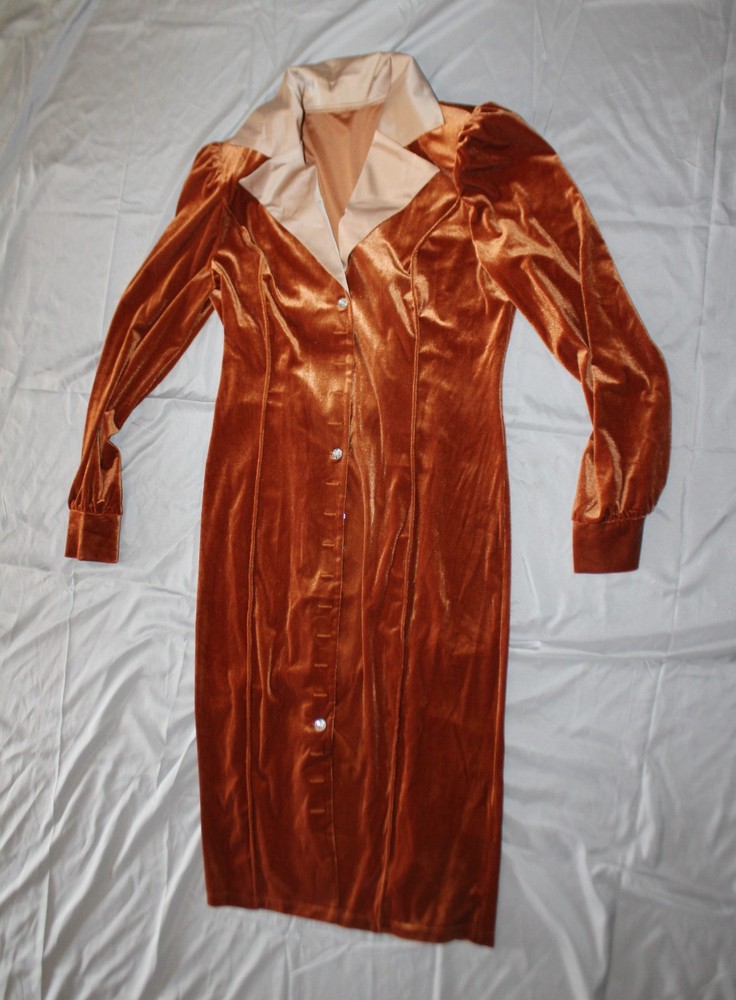 Women's Velvet button down dress brown size XL