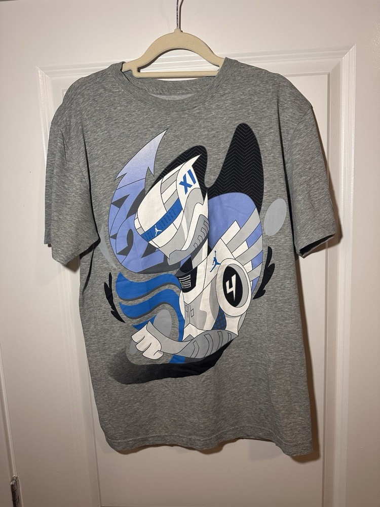 Nike Air Jordan Graphic T-Shirt Gray Blue Men’s Medium M Short Sleeve
