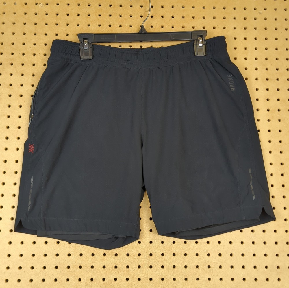 Rhone Maneuver Lined Shorts Mens Medium M 7 Inch Inseam Black Gym Run