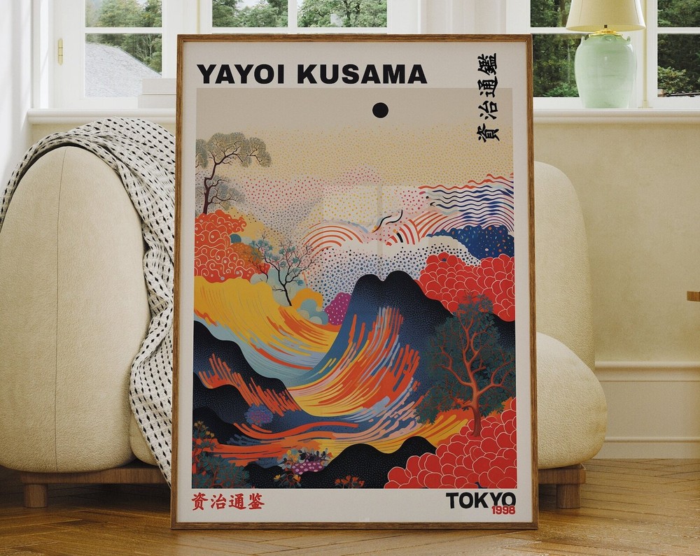 Yayoi Kusama Poster Yayoi Kusama Wave Print Japandi Wall Art Yayoi Kusama Print