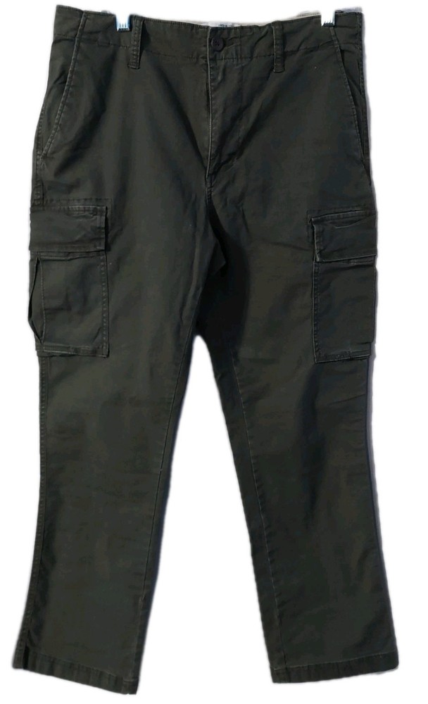 Old Navy Mens Green Cargo Pants Lived In Straight Leg Size 32 x 30