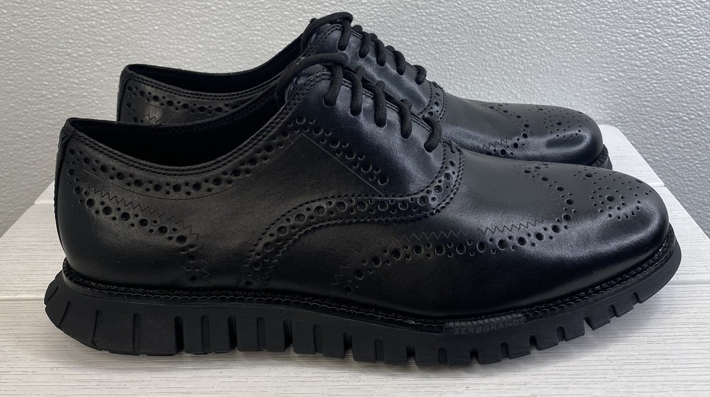 Cole Haan ZeroGrand Remastered Oxfords Men's Size 9M All Black Leather Wingtip