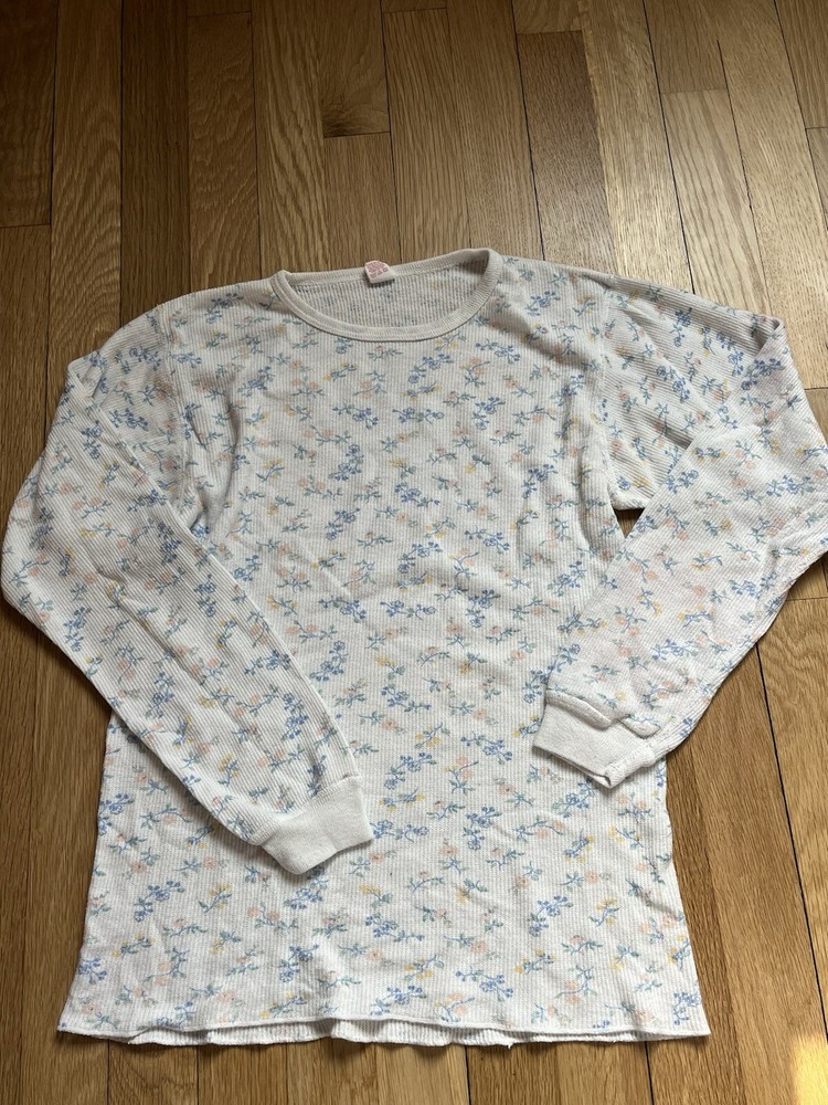 Vintage Lauren Brooke Arctex floral thermal long sleeve shirt in size large