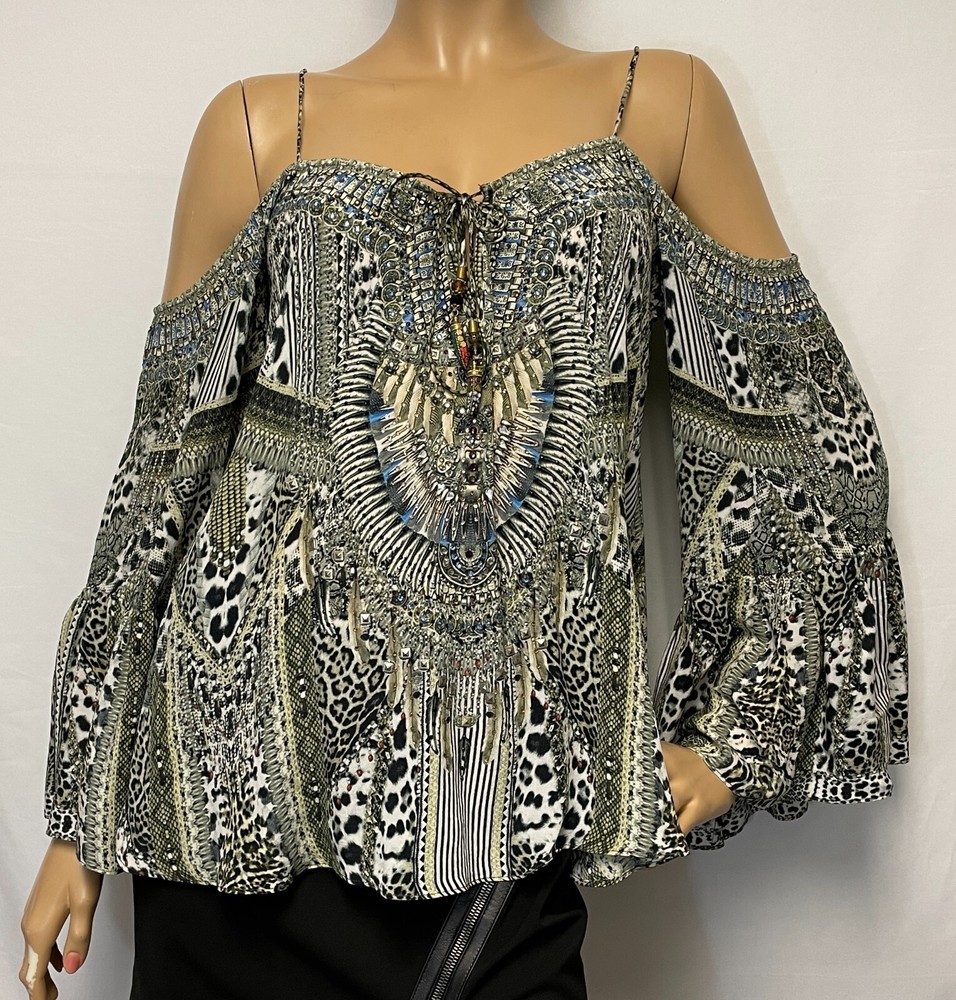 Camilla Franks Printed Drop-Sleeve Open Shoulder size Small
