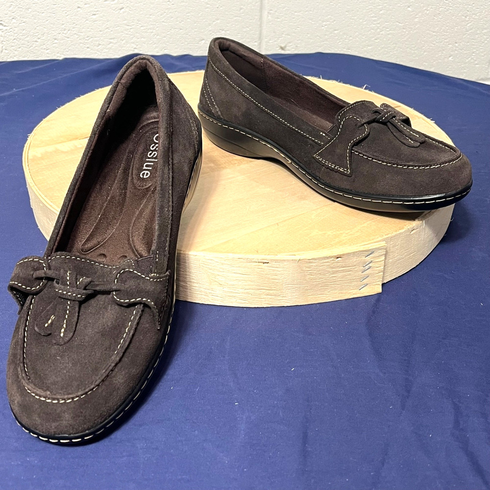 Osslue Women Brown Suede Loafers Shoes Size 9.5M Tassle Casual Slip On Comfort