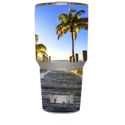 Skin Decal for Yeti 30 oz Tumbler Cup (6-piece kit) / The Beach Tropical Sunshi